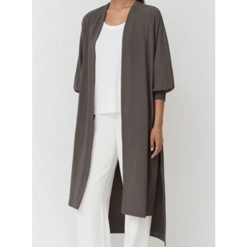 Cuyana French Terry Duster Open Cardigan in Dove Gray Small / Medium